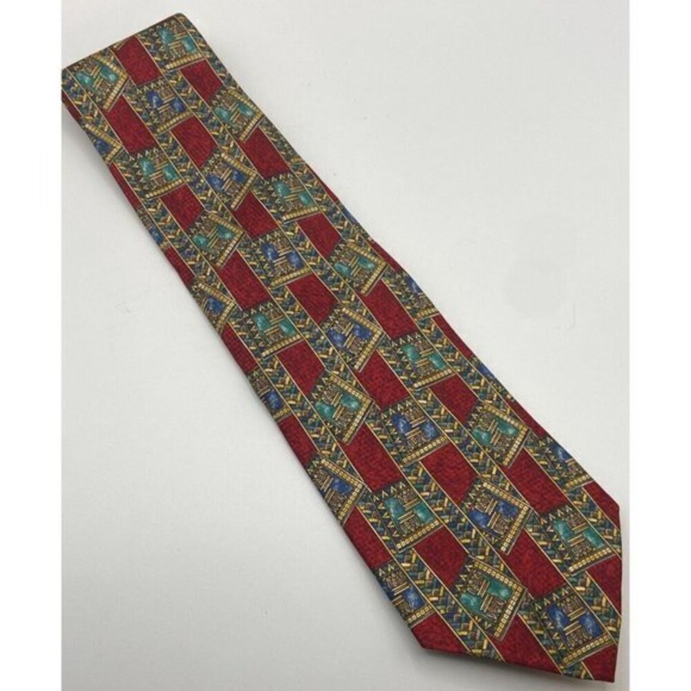 Metropolitan Museum of Art‎ Dark Red Art Deco Style Tie 100% Silk